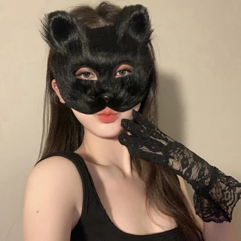 Set di 3 Maschere Semifacciali Vuote da Dipingere a Mano, Maschera di Gatto Animale, Regali per Feste, Kit Fai-da-Te per Graffiti, Maschera Teriana