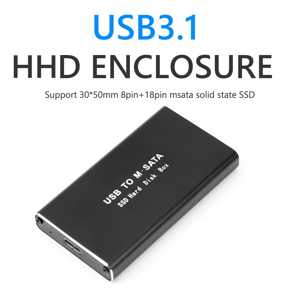 External HD hard disk housing adapter from mSATA to USB 3.0/3.1 SSD