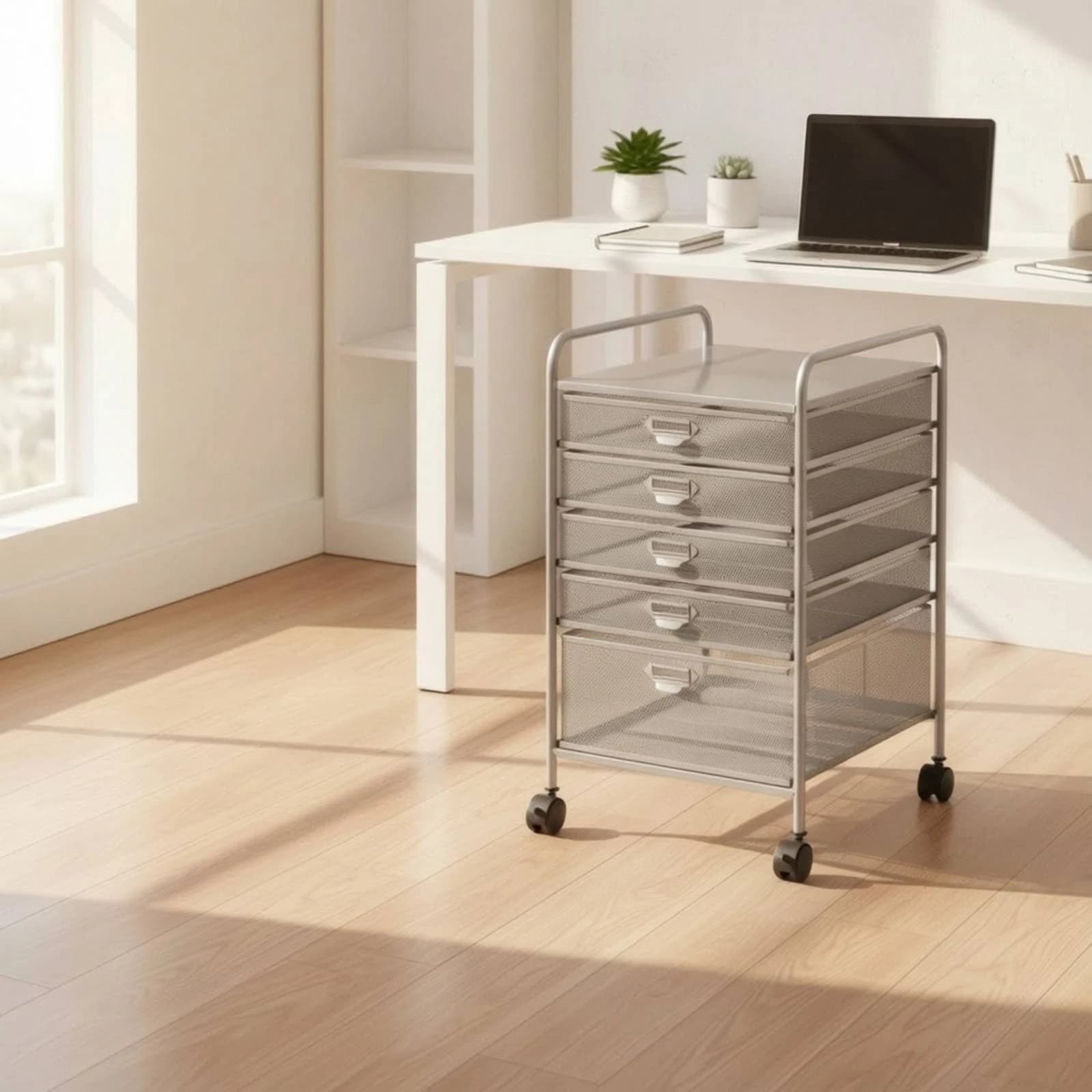Mesh File Cart with Drawers Multi-Drawer Legal-Size (Alternative Size) Document Cart with Handles Rolling File Organizer Mobile