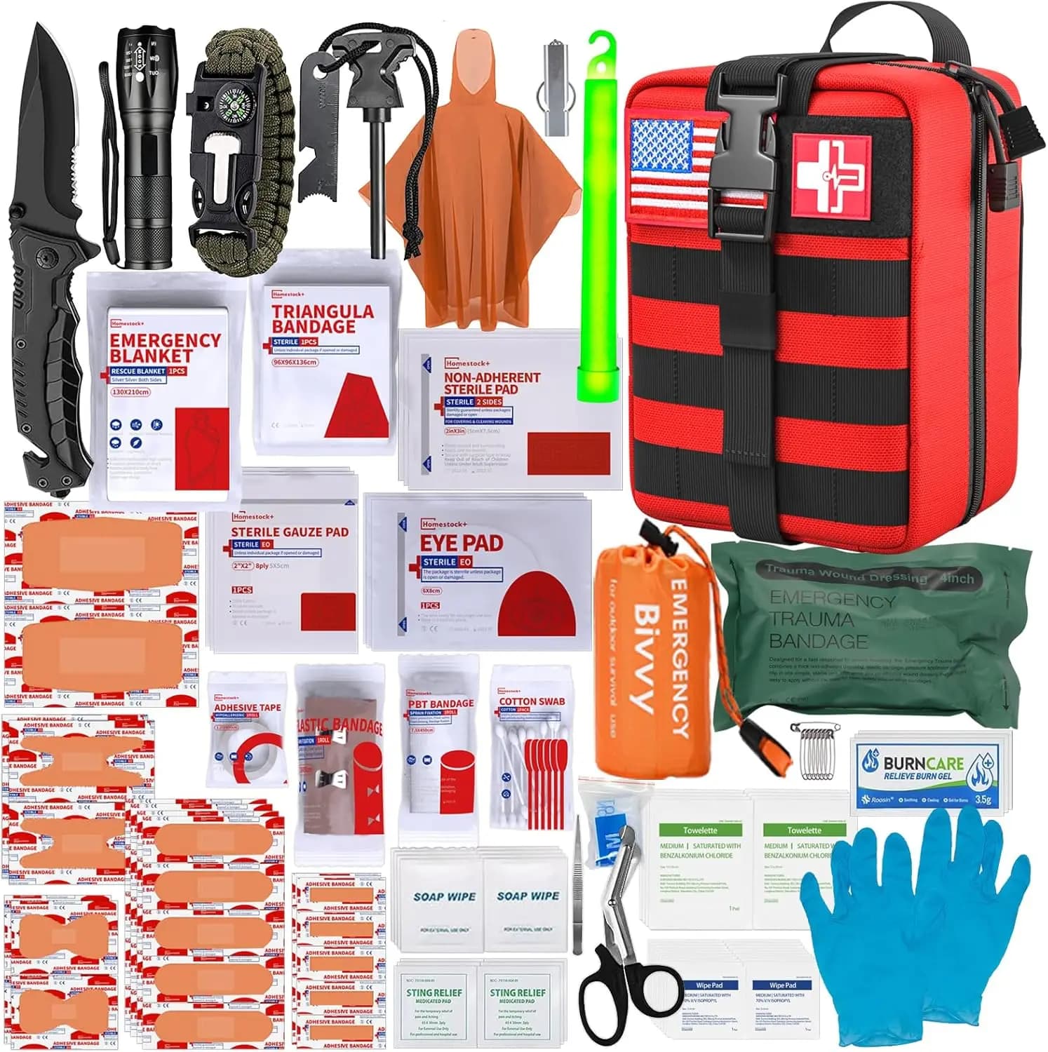Kit di Pronto Soccorso, Set di Attrezzature Tattiche per la Sopravvivenza all'Aperto, Sistema Molle di Grado Militare per Campeggio, Viaggi, Caccia, Escursionismo