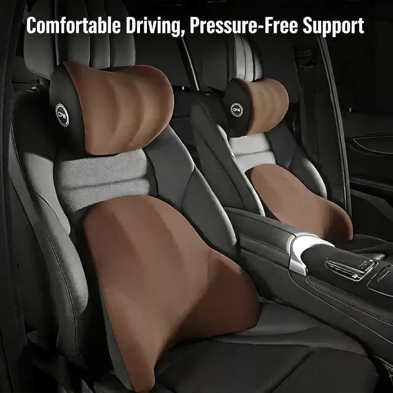 Poggiatesta per auto in memory foam, supporto lombare, cuscino per seggiolino auto, cuscino per il collo, accessori per auto con supporto lombare a lunga seduta