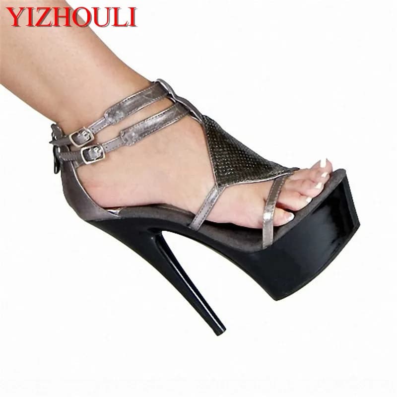 Classico nero taglie forti 15 cm scarpe con tacco super alto sandali con plateau pantofole, scarpe da pole dance, scarpe da sposa