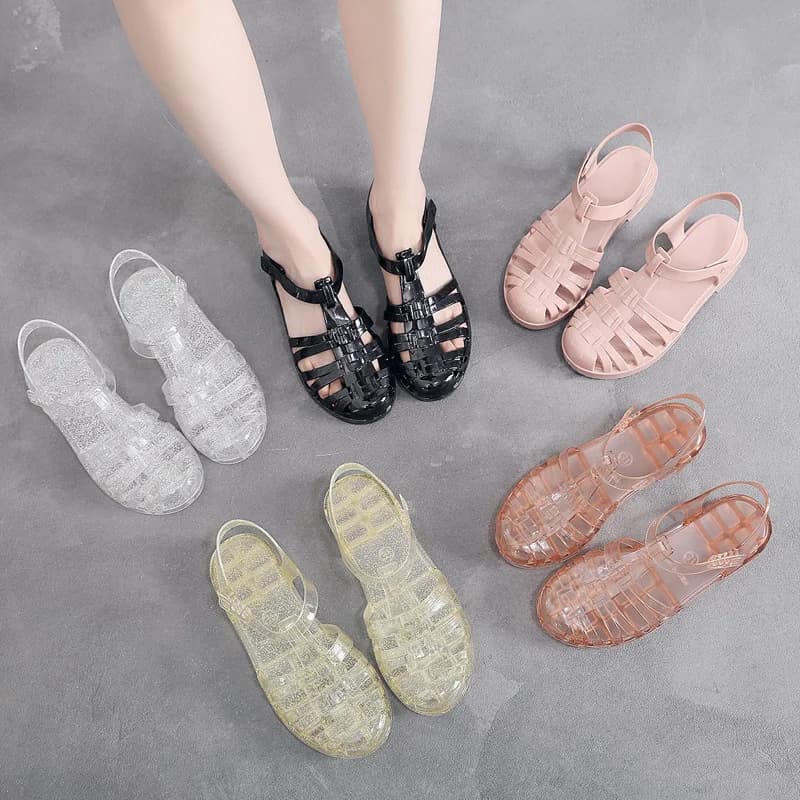 Women's Summer PVC Women's Sandals New Fashion Wearing Beach Women's Shoes Flat Casual Flat Sandals