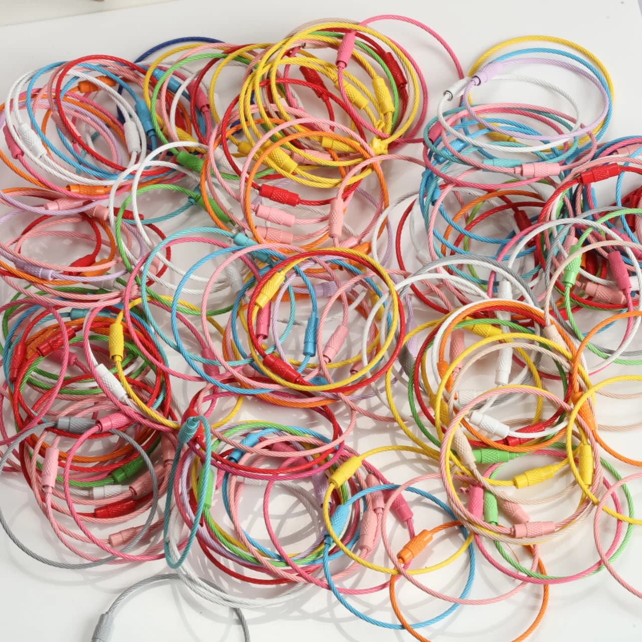 5/10/20/40pcs Colorful Keychain Wire Rope Key Ring Rotating Key Chain Rings For Diy Jewelry Making Keyring Accessories Wholesale