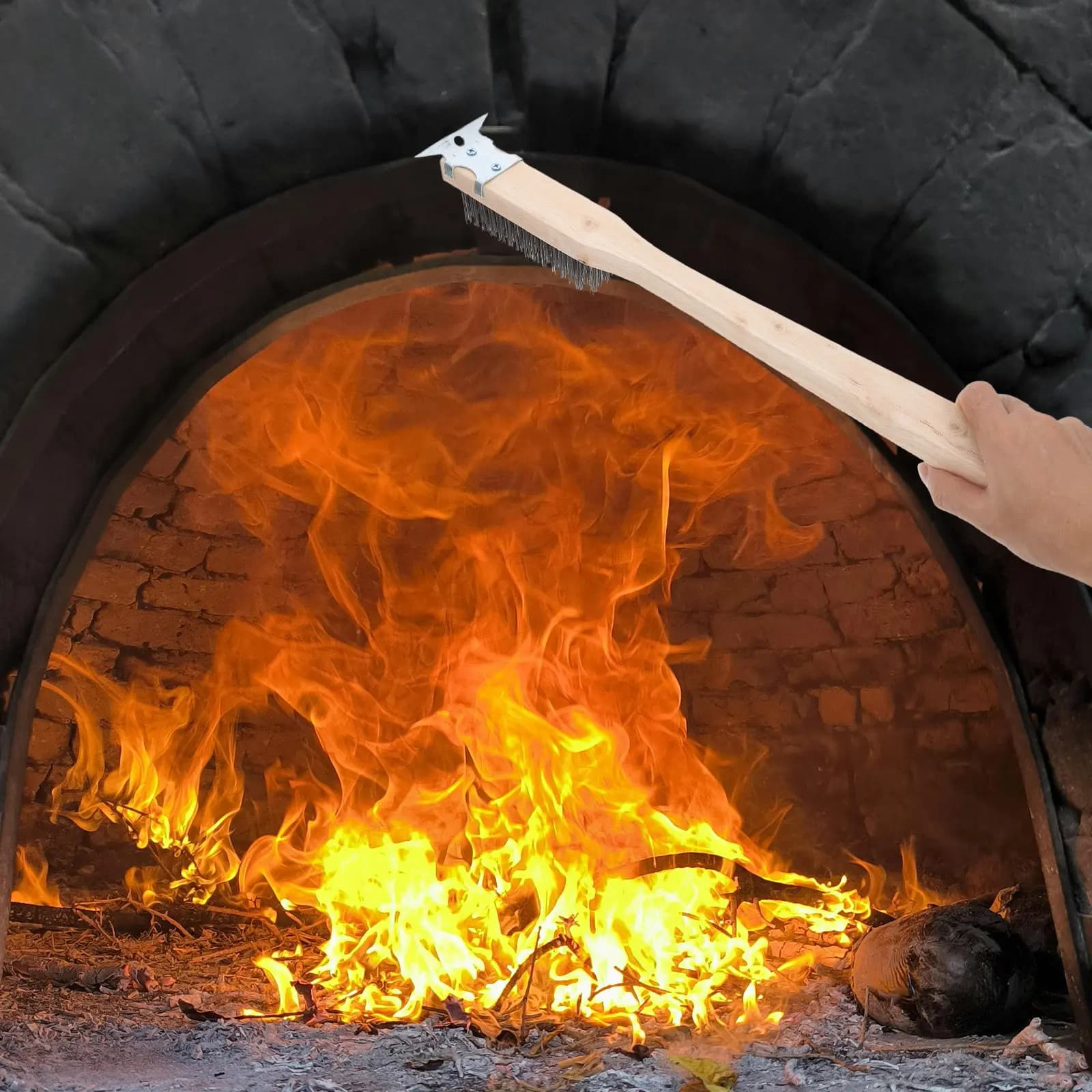 Durable Stainless Steel Wire Pizza Brush Detachable Long H Pizza Stone BBQ Grill Oven Accessories Small Tool Metal