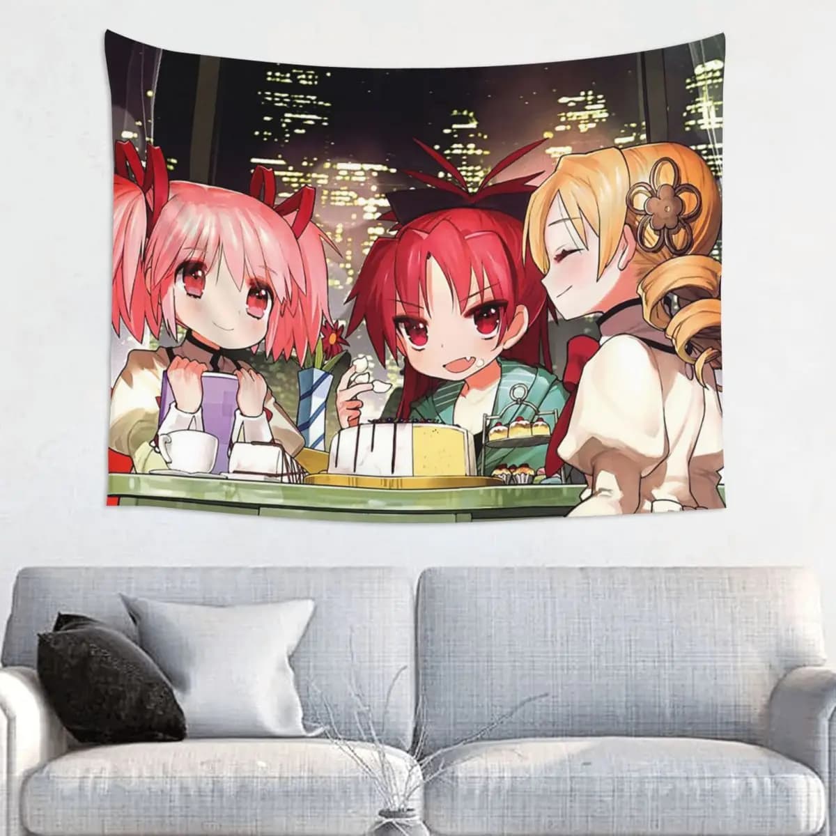 Mahou Shoujo Puella Magi Madoka Magica Tapestry Wall Hanging Print Tapestry Magical Girl Throw Rug Blanket Wall Decor Tapiz