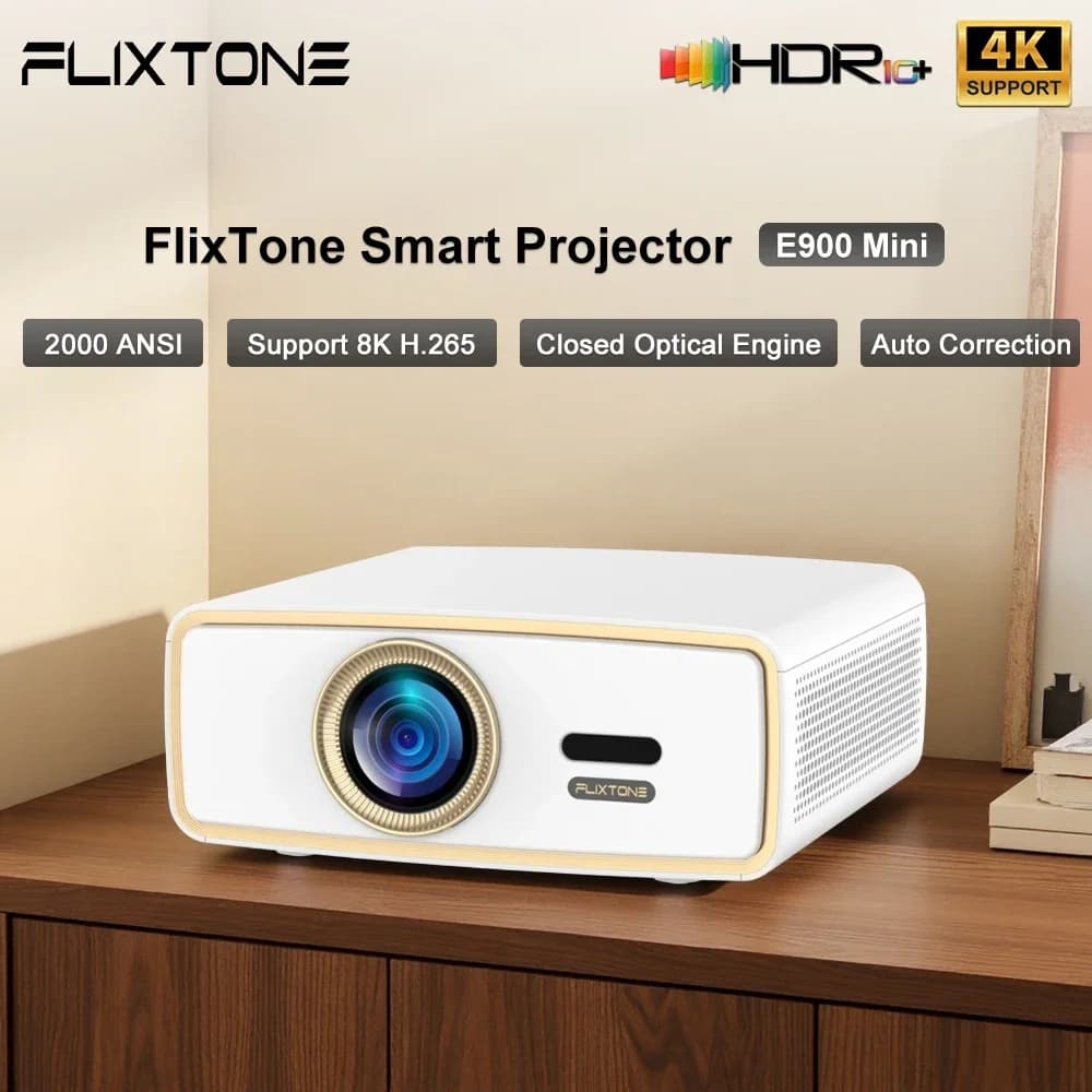 Il mini proiettore E900 supporta la decodifica 4K, mini smart TV Android portatile, con home theater WiFi HDR10, adatto per il campeggio