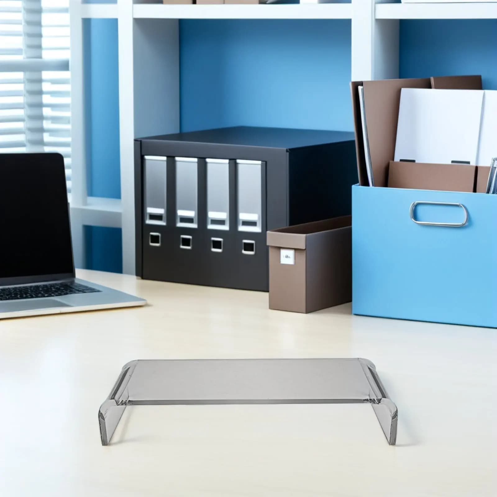 Supporto per Monitor in Acrilico per Casa e Ufficio, Regolazione Ergonomica dell'Altezza dello Schermo, Salvaspazio per Laptop e PC