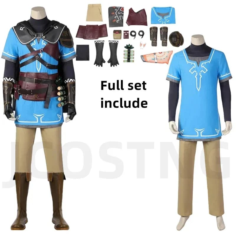 Hot The Legend of Link Set completo Zelda Cappotto Top Pantaloni per unisex adulto Bambini Halloween Party Costume Cosplay Performance Un ZPb;4.