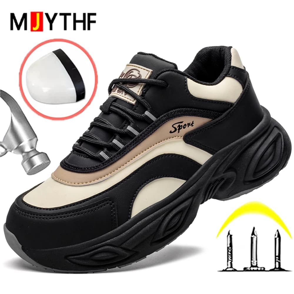 Women's work shoes with 6KV insulation, composite tip, safety sneakers with platform, slip-resistant protective shoes, women's comfortable work boots
