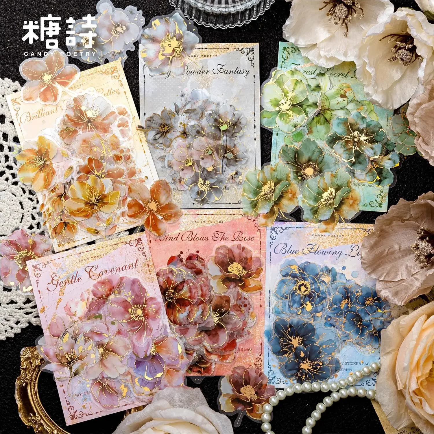 Mr.Paper, PET 3D Hot Stamping Sticker Pack, Flower Handmade Collage Decorative Stickers Home Scrapbook Decoration Gifts 2026