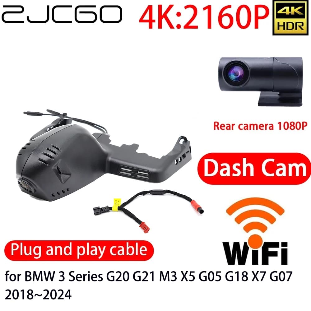 ZJCGO Dash Cam 4K for Cars with Wifi, Front and Back Camera, 24h Monitoring for BMW 3 G20 G21 M3 G05 G18 X7 G07 2018~2024