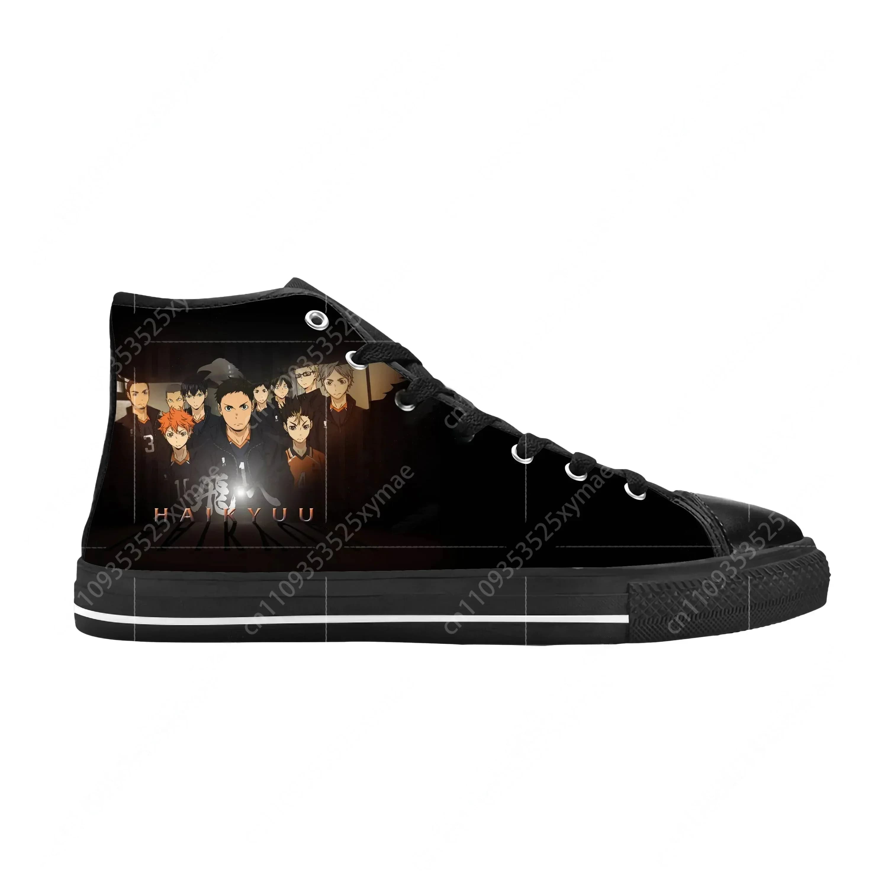 Hot Japanese Anime Manga Cartoon Haikyuu Karasuno Casual Cloth Shoes High Top Comfortable Breathable 3D Print Men Women Sneakers
