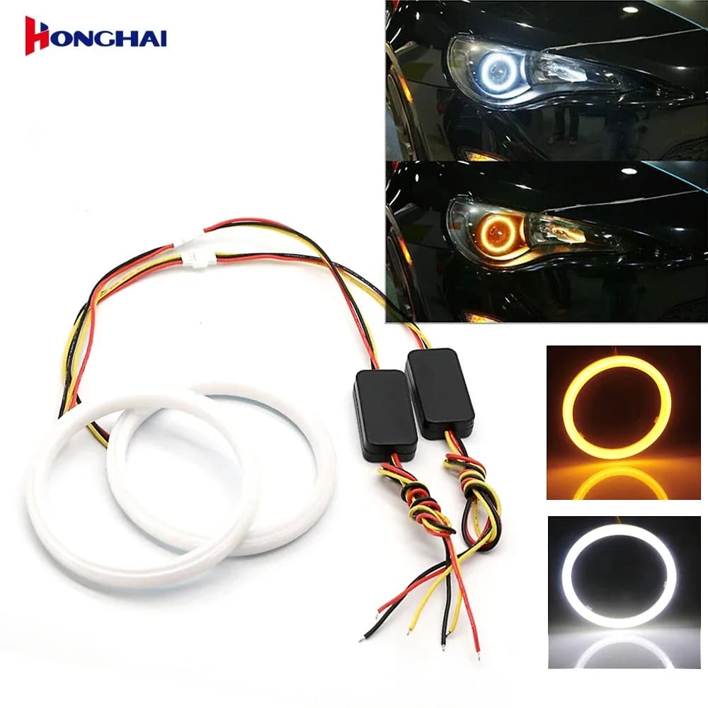 2 pezzi LED Angel Eyes lampadina Halo anello lampada fendinebbia bianco giallo auto luce di marcia diurna DRL luci decorative 90 100 110 120mm