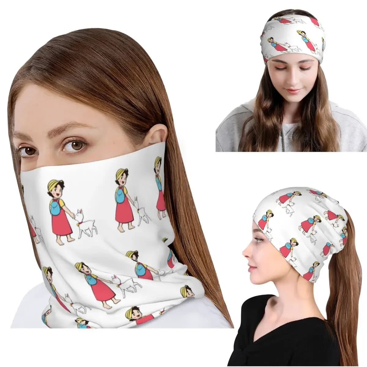 Heidi And Litle Goat Bandana Neck Cover Mask Scarf Multi-use Headband Beanies Hat Unisex Adult Breathable