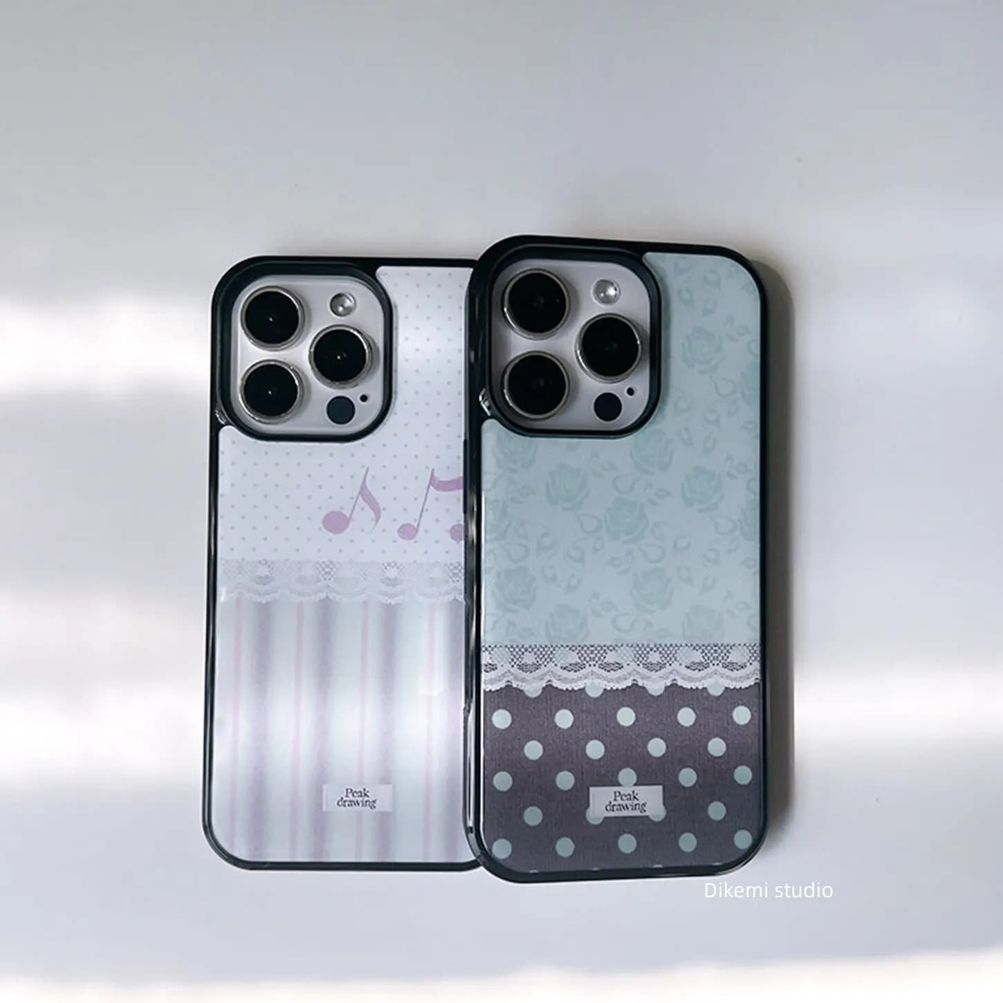 Custodia per telefono coreana in pizzo a pois con rose per iPhone 17 Air 16 Pro Max 15 14 Plus 13 12 11 Pro, cover posteriore in silicone antiurto