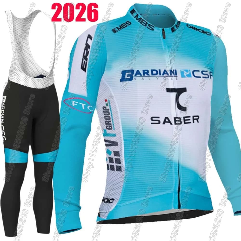 Bardiani CSF 2026 Team Cycling Jersey Set Mens 7-Saber-Clothing Short Long Clothing Road Bike Shirts Suit Bicycle Bib Shorts MTB