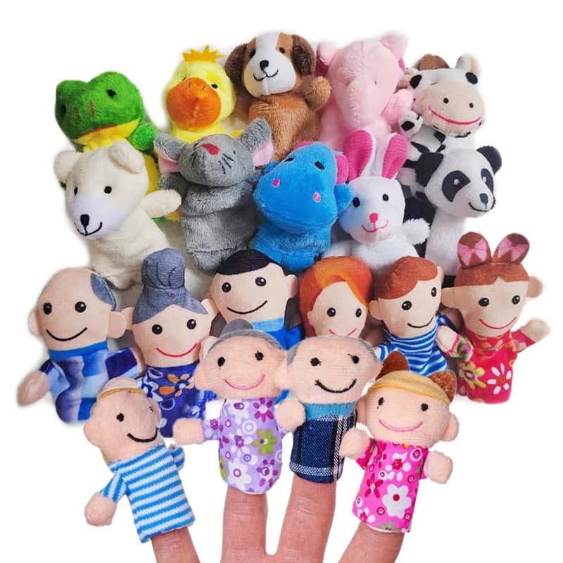 16 pezzi bambino peluche cartone animato animale famiglia burattino da dito gioco di ruolo giocattoli educativi burattino a mano bambini narrazione oggetti di scena TMZ