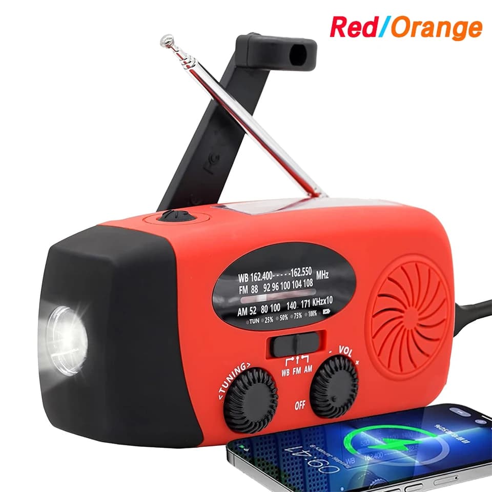 Generatore Portatile a Manovella, Power Bank di Emergenza, Torcia LED, Allarme SOS, Caricabatterie per Campeggio e Sopravvivenza all'Aperto, Strumento di Emergenza
