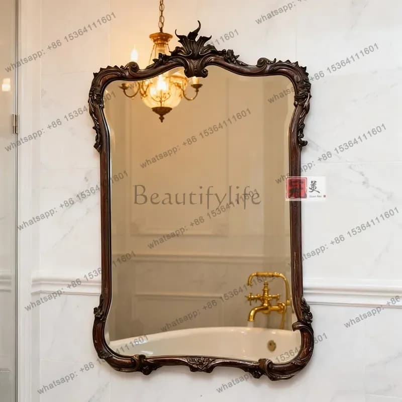 Specchio da bagno a forma speciale in stile medievale Specchio cosmetico americano a parete Specchio decorativo per ingresso domestico