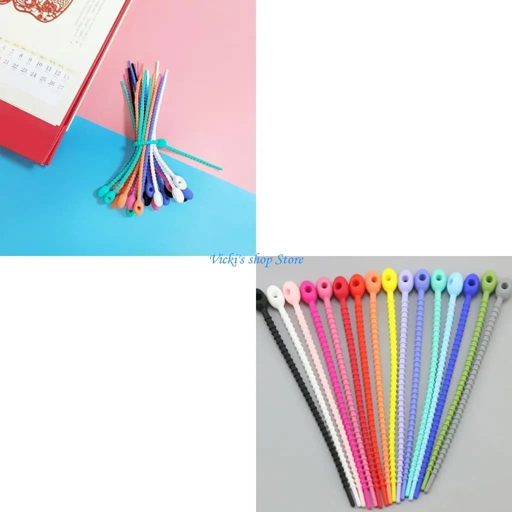 Confezione da 10/20/50 sacchetti riutilizzabili in silicone con filo intrecciato per fissare cavi con fascette flessibili per e