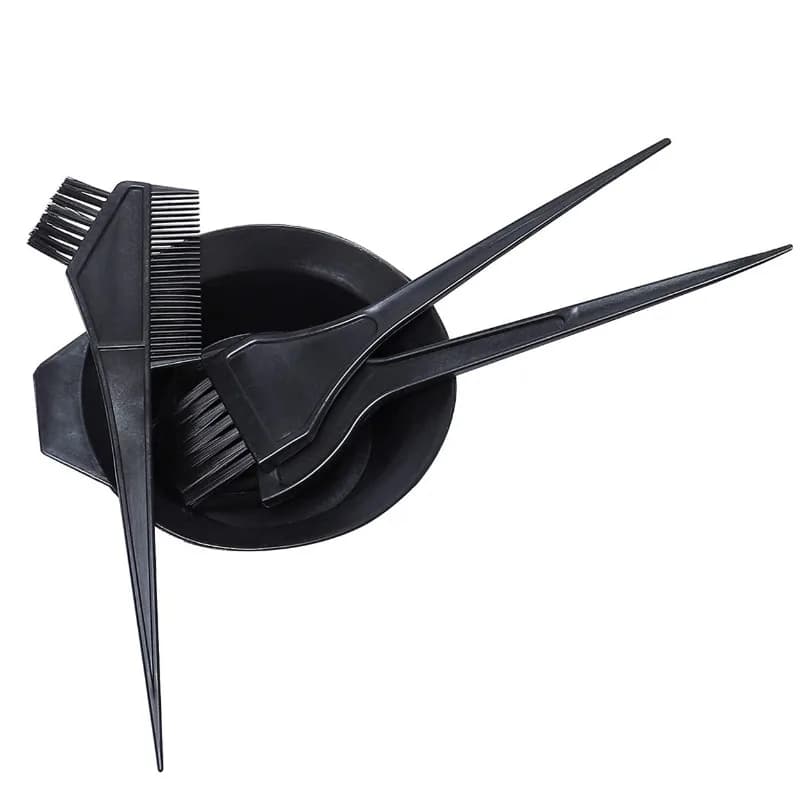 Set di ciotole per parrucchieri nere, set da quattro pezzi per parrucchieri, strumento per tintura dei capelli per uso domestico e professionale, resistente e robusto, materiale sicuro.