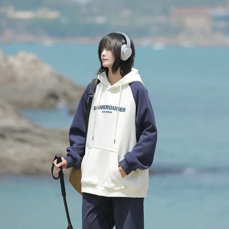 Felpa con Cappuccio Oversize da Uomo Stile Giapponese Primavera Autunno Casual con Spalle Scoperte Giacca Comoda Unisex