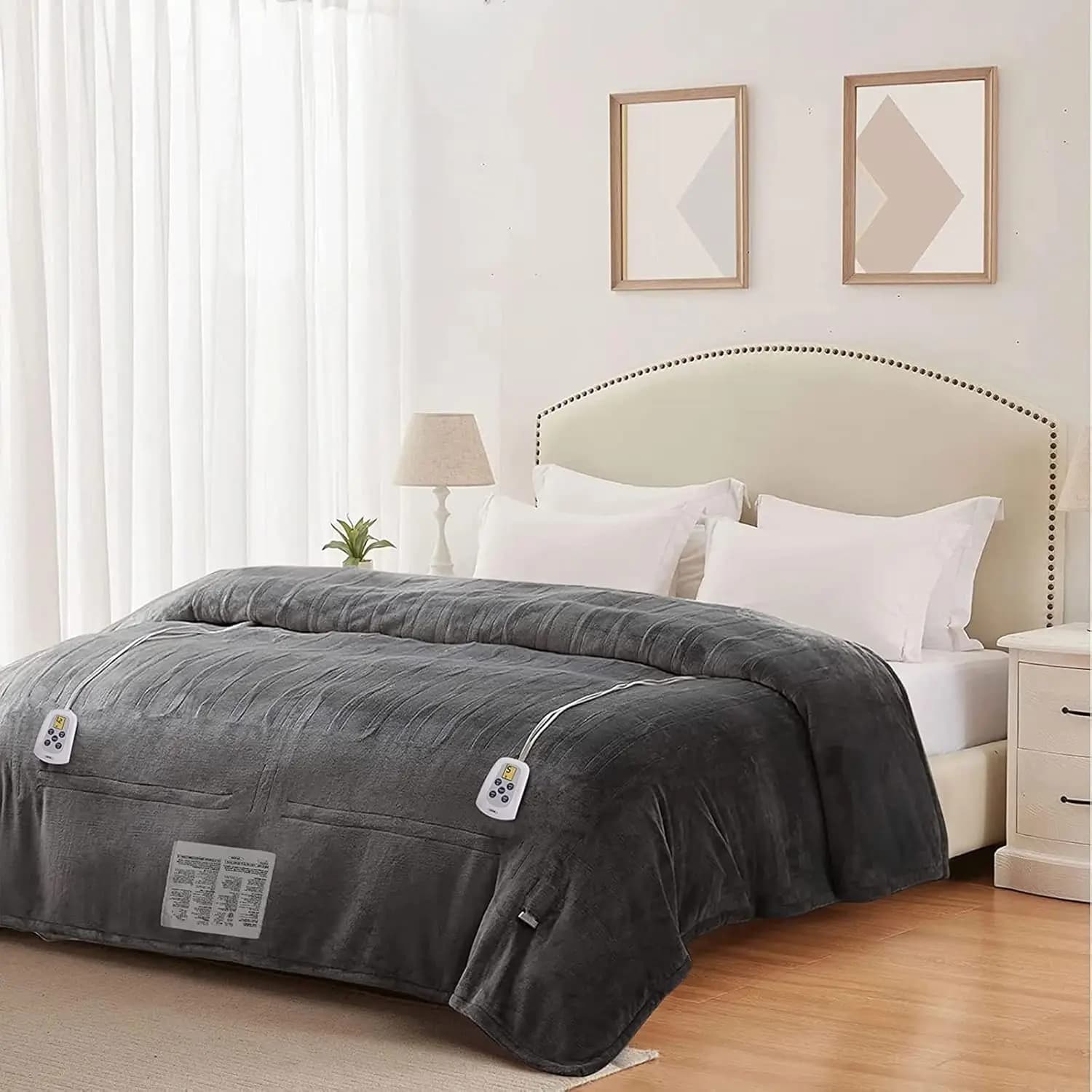 Coperta elettrica Queen Size con doppio controllo, 10 impostazioni di calore, timer di spegnimento automatico, lavabile in lavatrice e 5 anni di garanzia