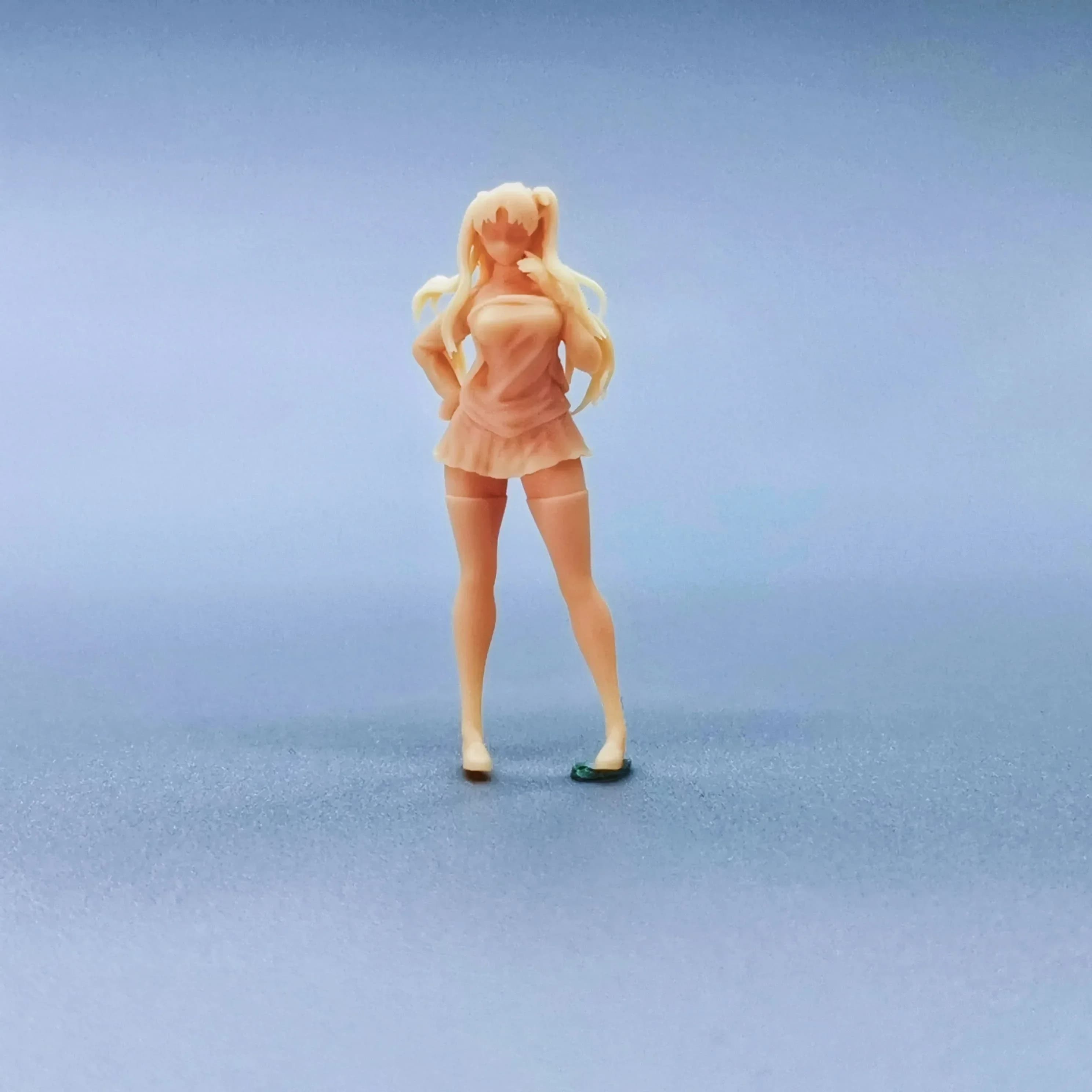 1/64 Figurine Modello in scala Resina Ragazza magica Illya Miniature non colorate Diorama Dipinto a mano C008
