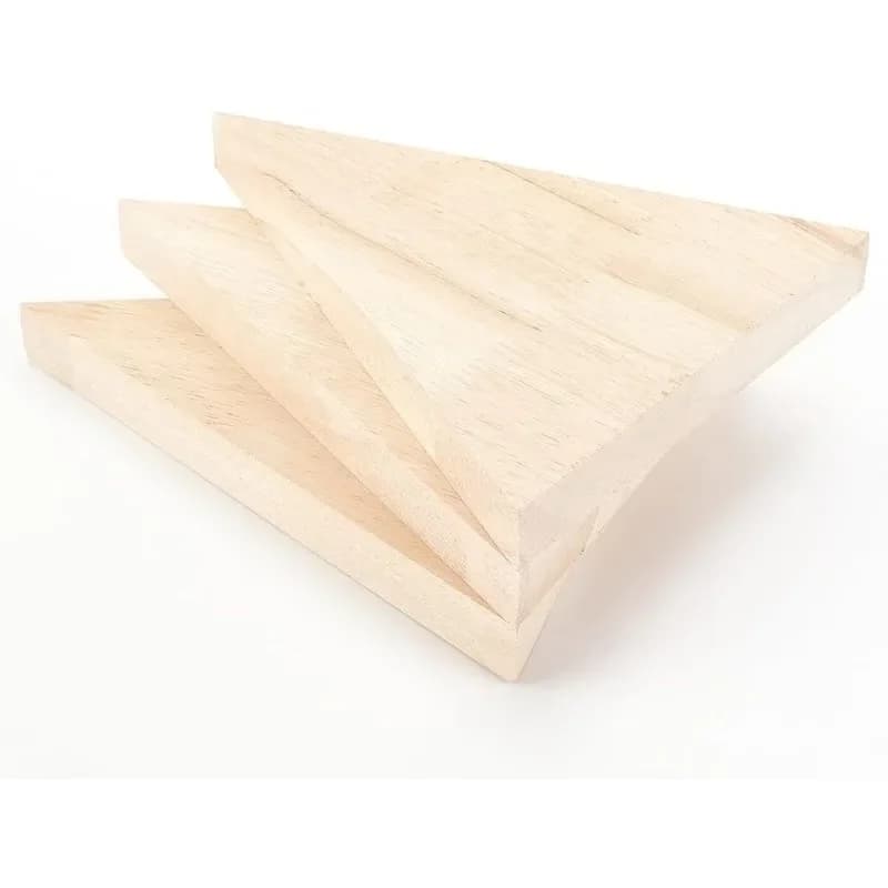 2026 new unfinished wooden triangle shaped blocks triangle wood tray plates blank wooden cutouts unpainted wood triangle slices