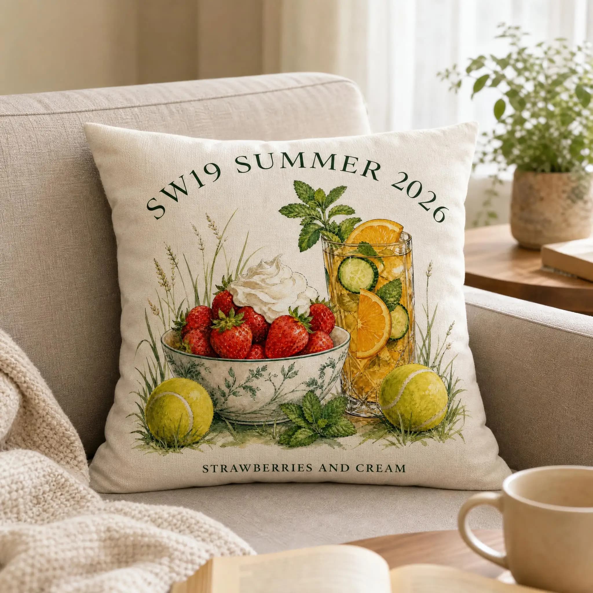 Federa per cuscino estiva con fragole di Wimbledon, adatta per la decorazione del divano e della camera da letto, regalo unico per le vacanze