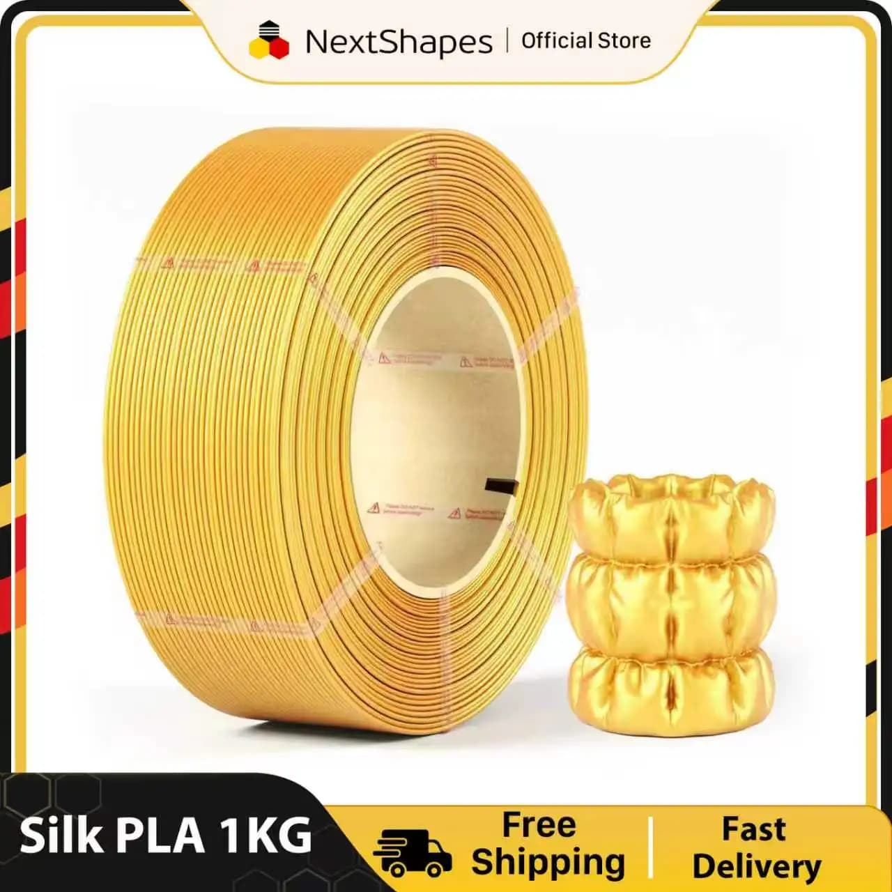 NextShapes PLA Silk 3D Printer Filament 1 Kg 1.75mm Vacuum-Packed Environmentally Friendly Without Bubbles Does Not Tangle