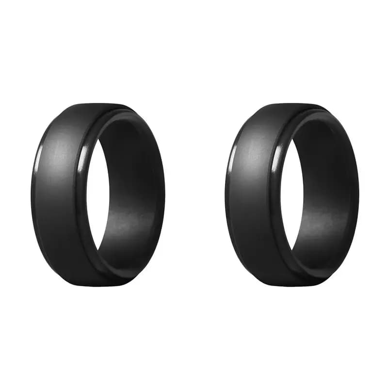 2 Pezzi Anelli in Silicone Neri da 8 mm per Uomo e Donna, Anelli Sportivi Ecologici N.12