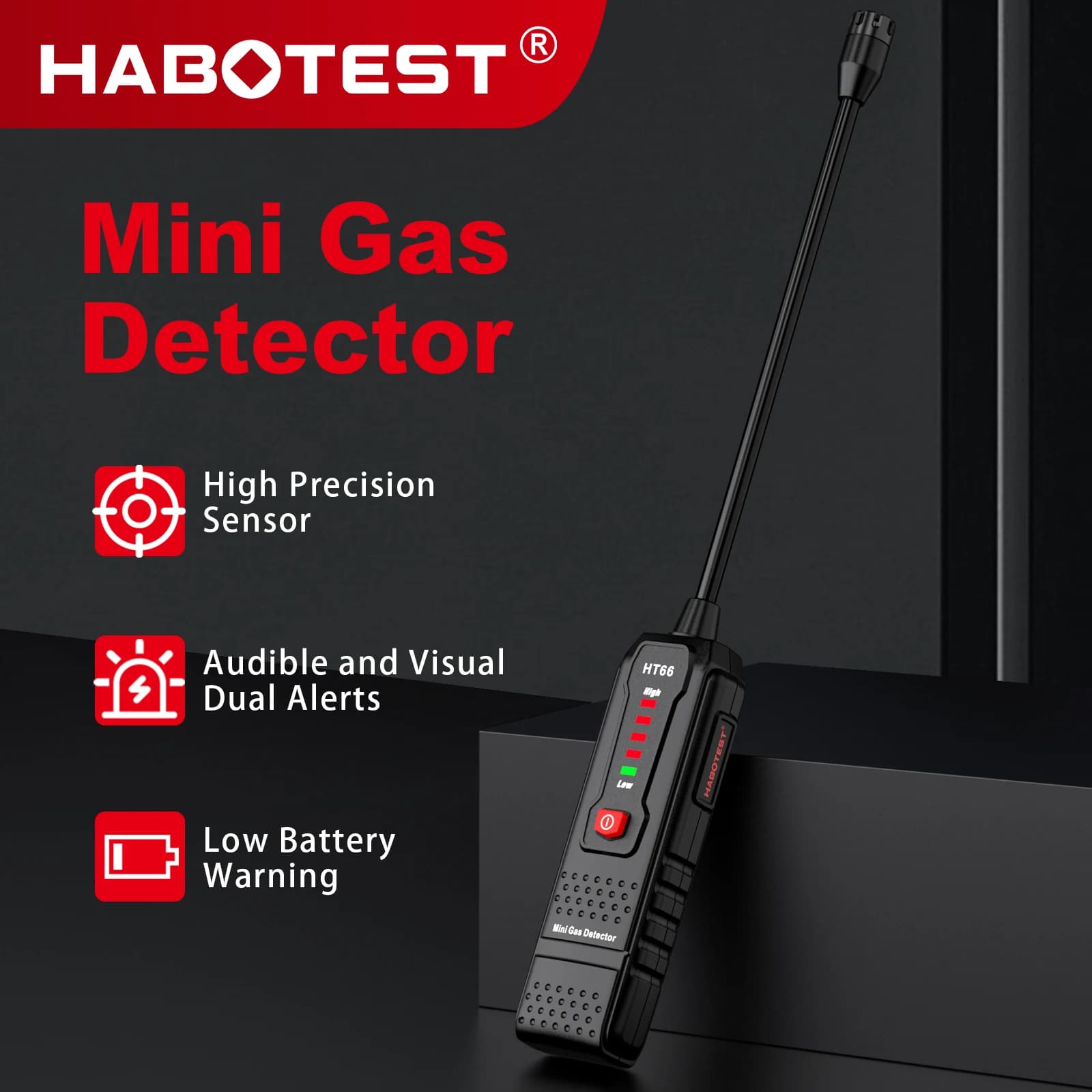 Rilevatore di fughe di gas HABOTEST HT66, rilevatore di fughe di gas naturale combustibile metano 50-1000PPM con allarme sonoro, tester per gas