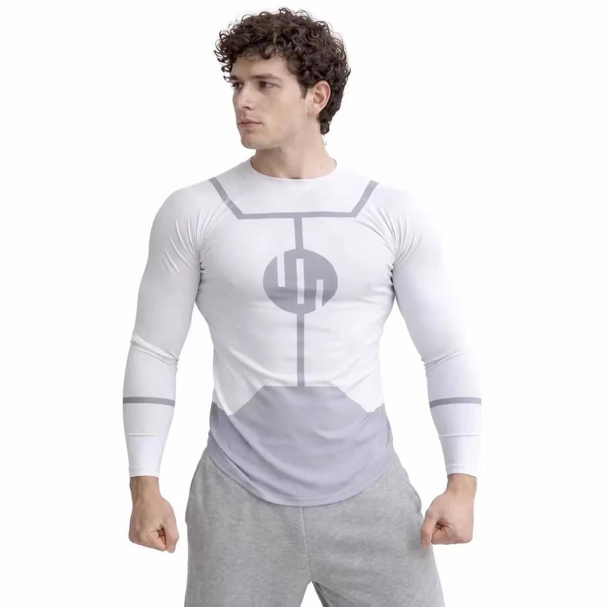 Maglietta a maniche lunghe collo tondo stampa 3D Invincible, top ad asciugatura rapida, costume cosplay