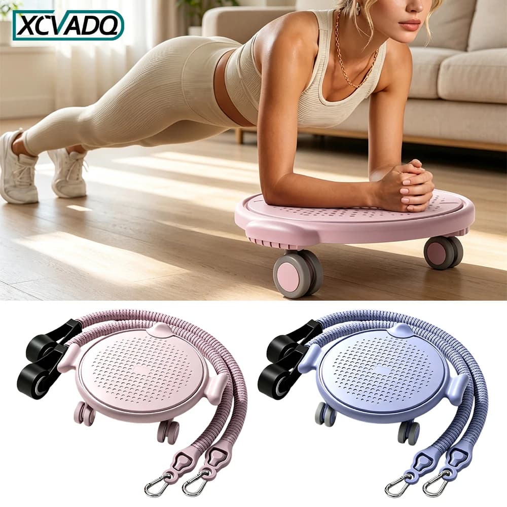 4 Caster 360° Silent Ab Roller Wheel Set,Ab Exercise with Knee Pad & 30/40cm Resistance Bands,Core Training Fitness for Home Gym
