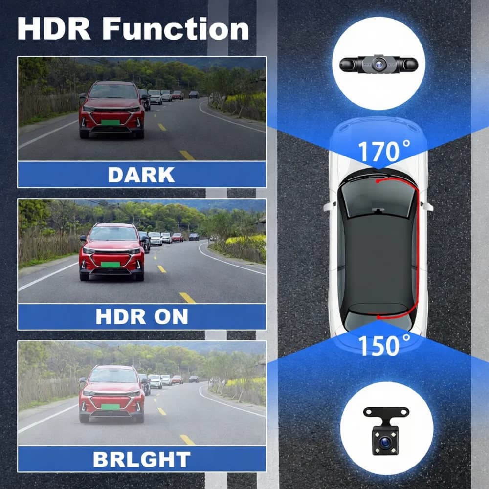 Universal Car Dash Cam 4 View Four Lens Recording System 1080P HD Backup Camera Night Vision Vehicle Driving Recorder WiFi