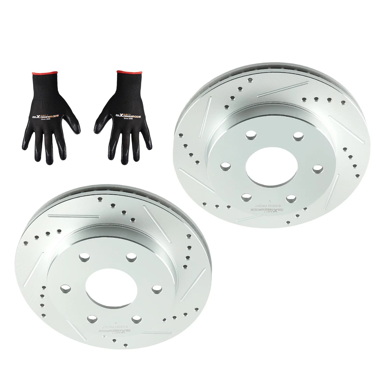 Kit rotori freno anteriori forati + pastiglie in ceramica per Chevrolet Express 1500 2003-2008