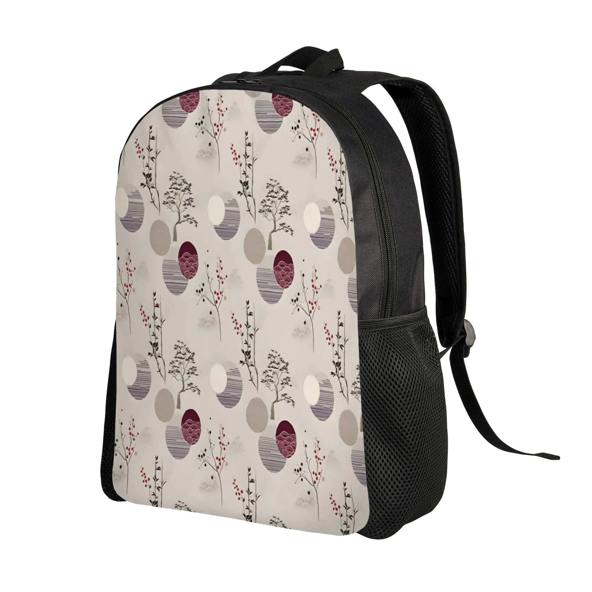 1 Katagami Twilight Garden backpack with plum flowers, spacious travel bag