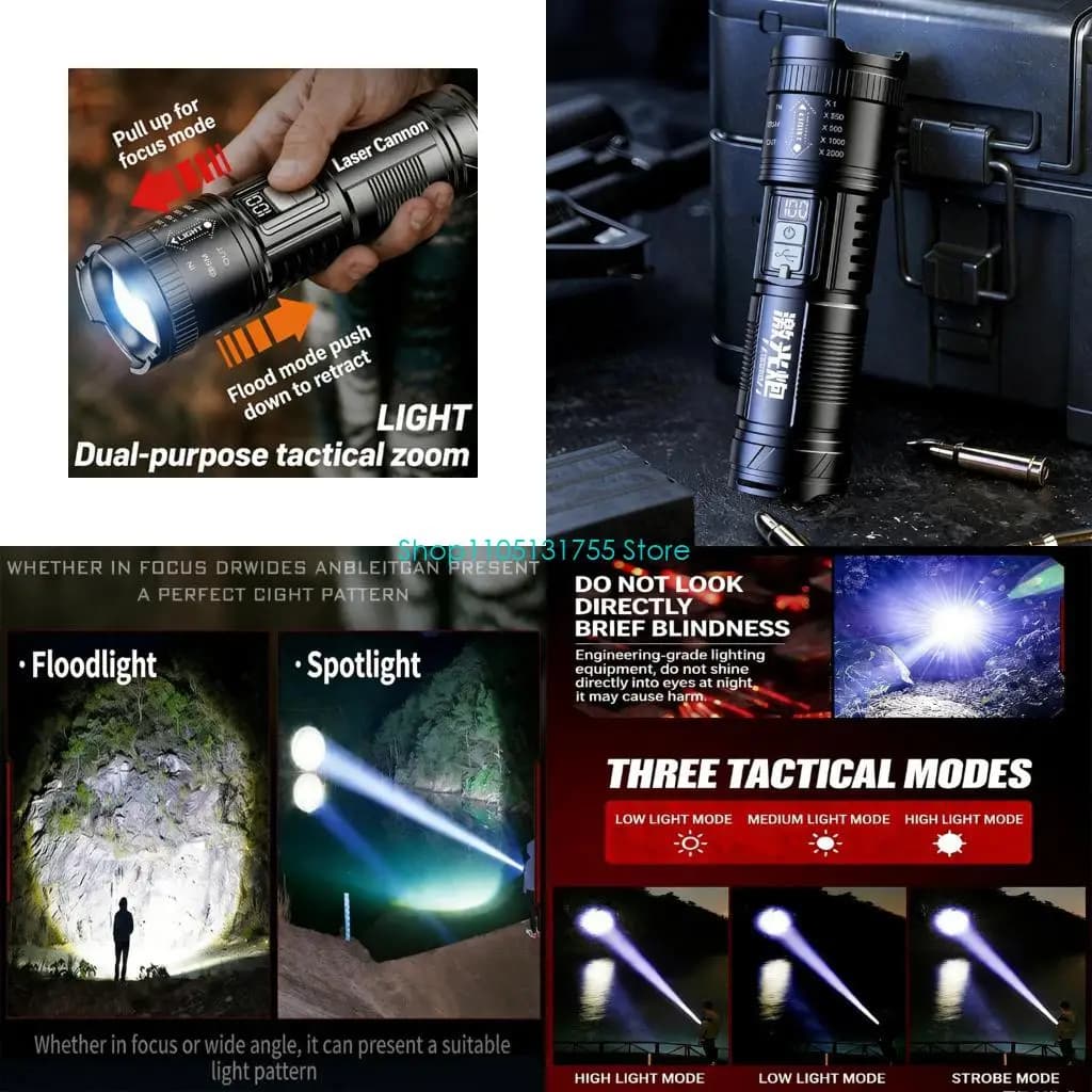 K0EF Potente strumento illuminazione Torcia USB resistente all'acqua con ricarica tipo C