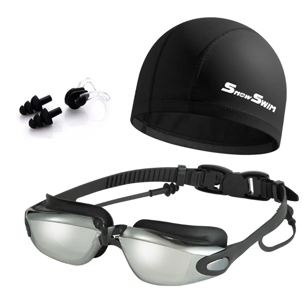 Adult swimwear Adjustable anti-fog with nose clip and ear plugs Sub glasses Soft UV protection