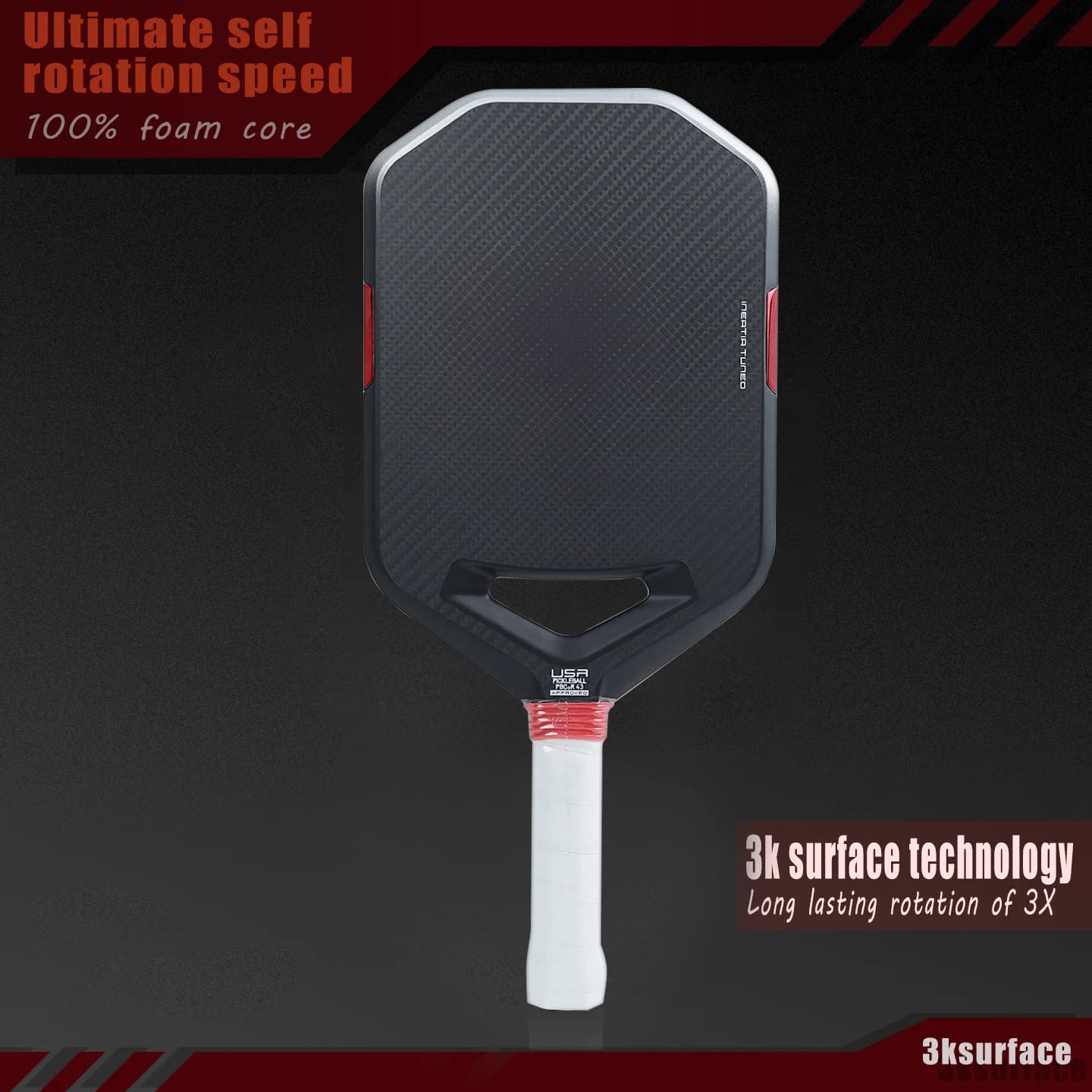 2026 New Pickleball Paddle Same Style GEN5 PureFoam Core MOI Waistless Weights 3K Carbon Fiber