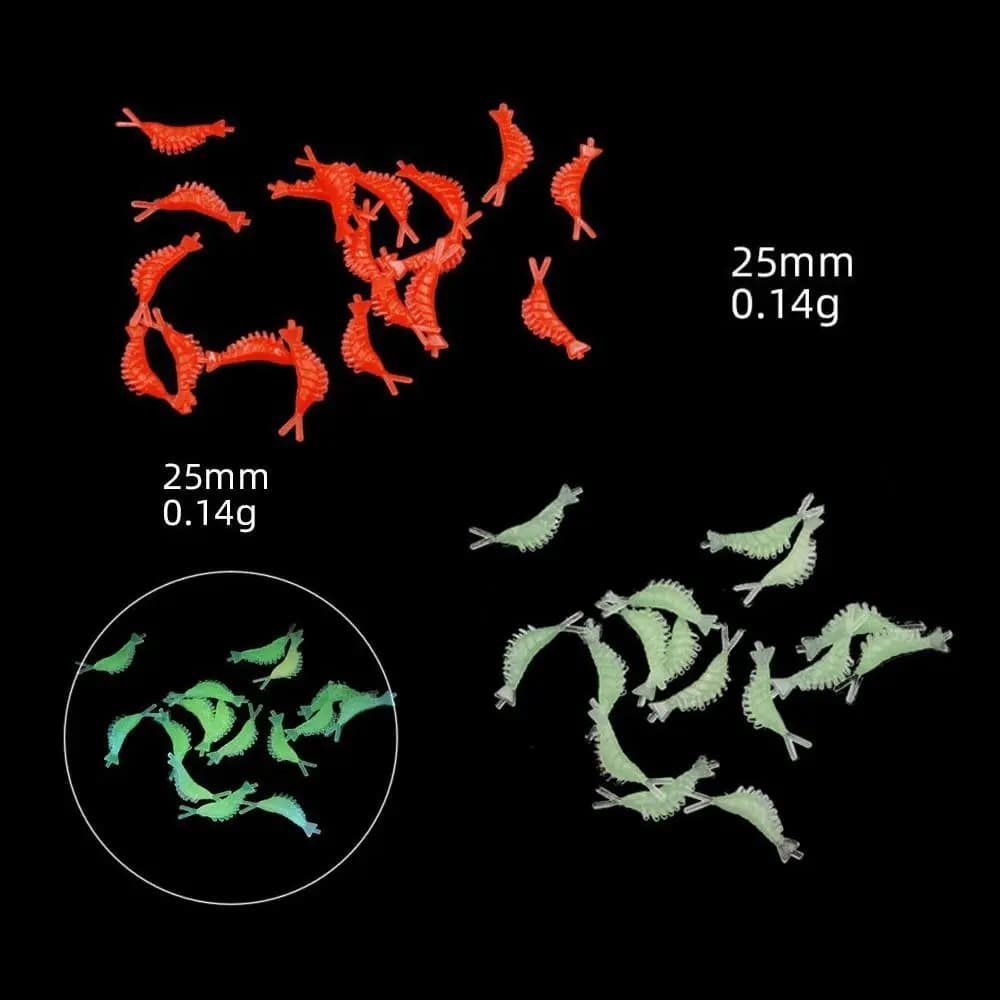2025 25/30/36/40mm Esca Richiamo Luminoso Gomma Morbida Esca Nottilucenti Biomimetica Luce Notturna Gamberetti Glow In Dark