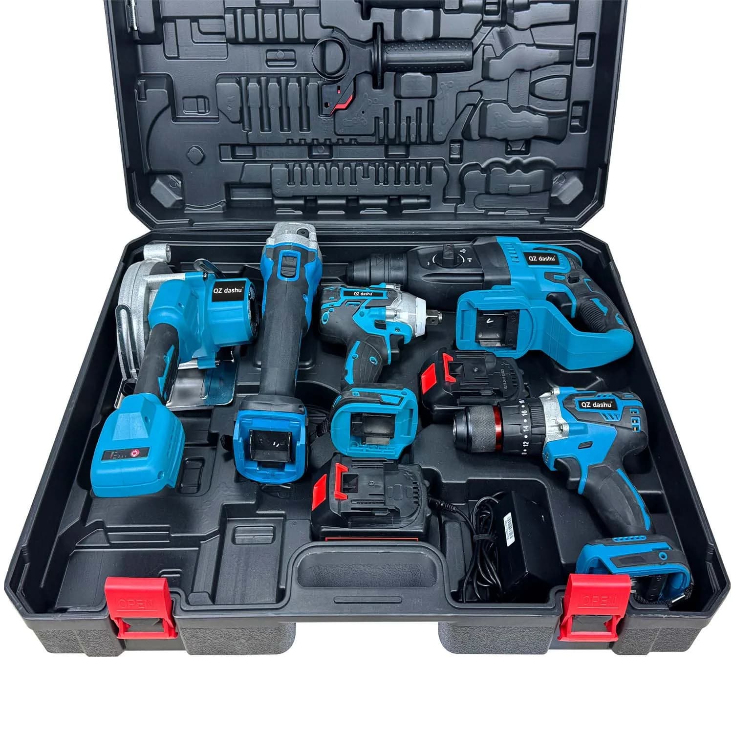 Best Price 5 Pcs Hammer Drill Wrench Angle Grinder Electric Saw Lithium Cordless Power Tools Kit Set Hard Case OEM