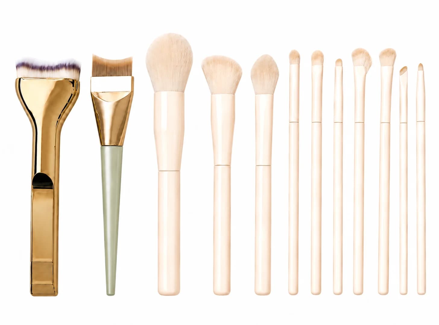 Set Professionale di 12 Pennelli per il Trucco con Pennello per Fondotinta, Pennello per Cipria, Pennelli per Ombretto per Viso e Occhi