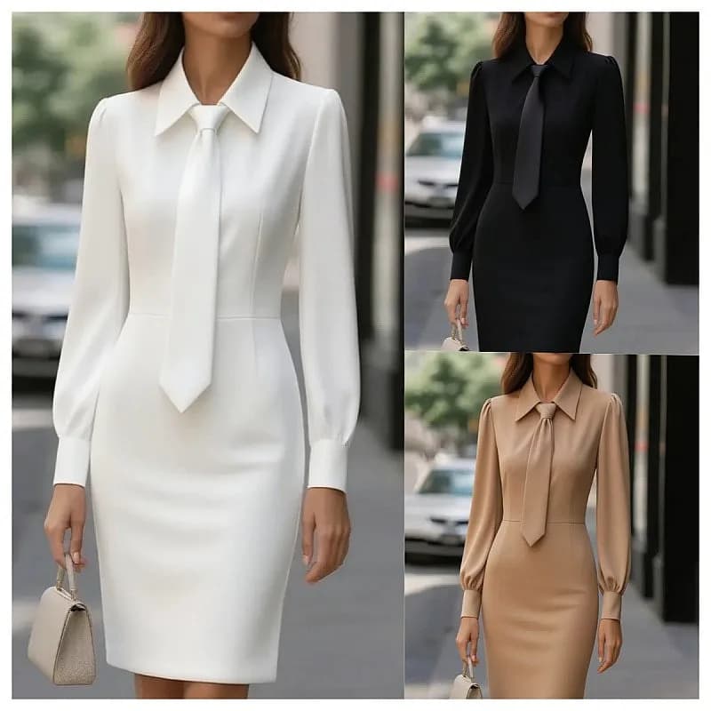 Fashion Solid Color Tie Waist Belt Long Sleeve Dress Dresses Spring Summer Women Jumpsuit Playsuit Overall