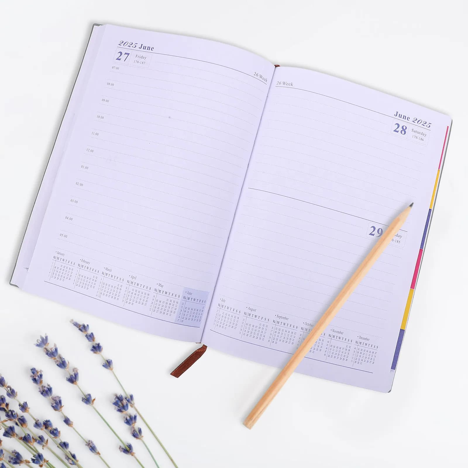 2025 Daily Planner Journal Notebook Calendar Book with Monthly Weekly Daily Pages PU Cover Minimalist Design for Office