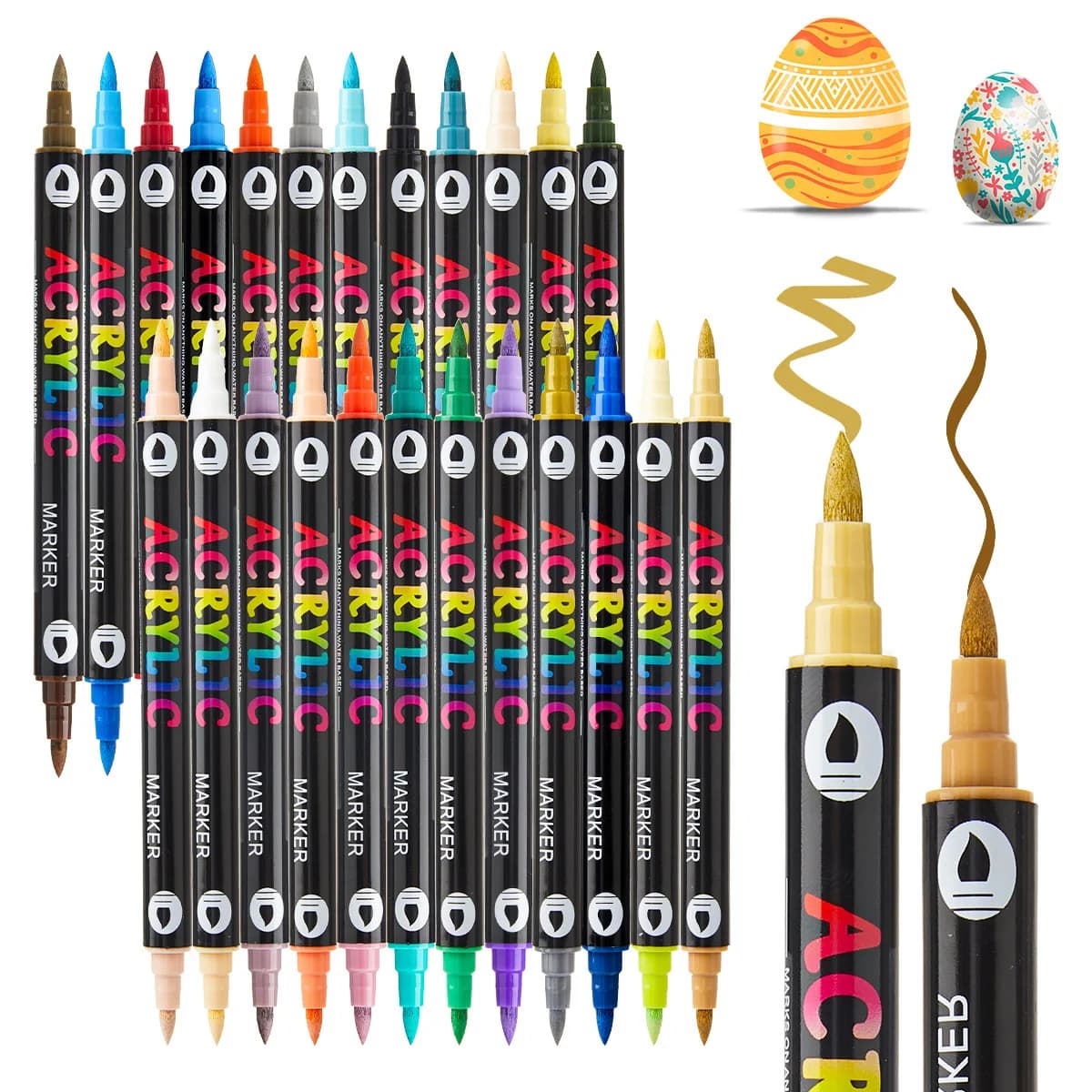 96 colori Pennarelli a vernice acrilica Doppia punta con penne a punta fine e punta a pennello per pietra legno calligrafia tela ceramica metallo vetro