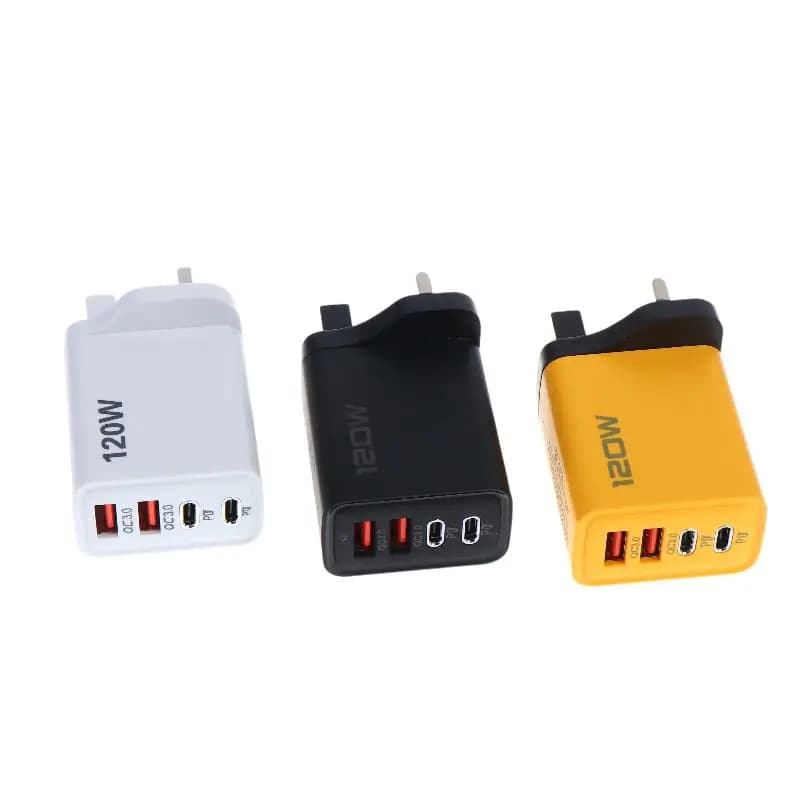 /KQM/EU US UK Plug Travel 4 Port 120W USB C Fast Charger Station PD QC3.0 Wall Adapter For Phone 1Pcs