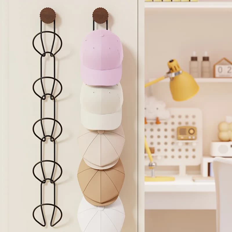 Walnut Suction Cup Hat Storage Artifact No Punching Scarf Hat Shelf Behind Door Bag Hook Coat Rack